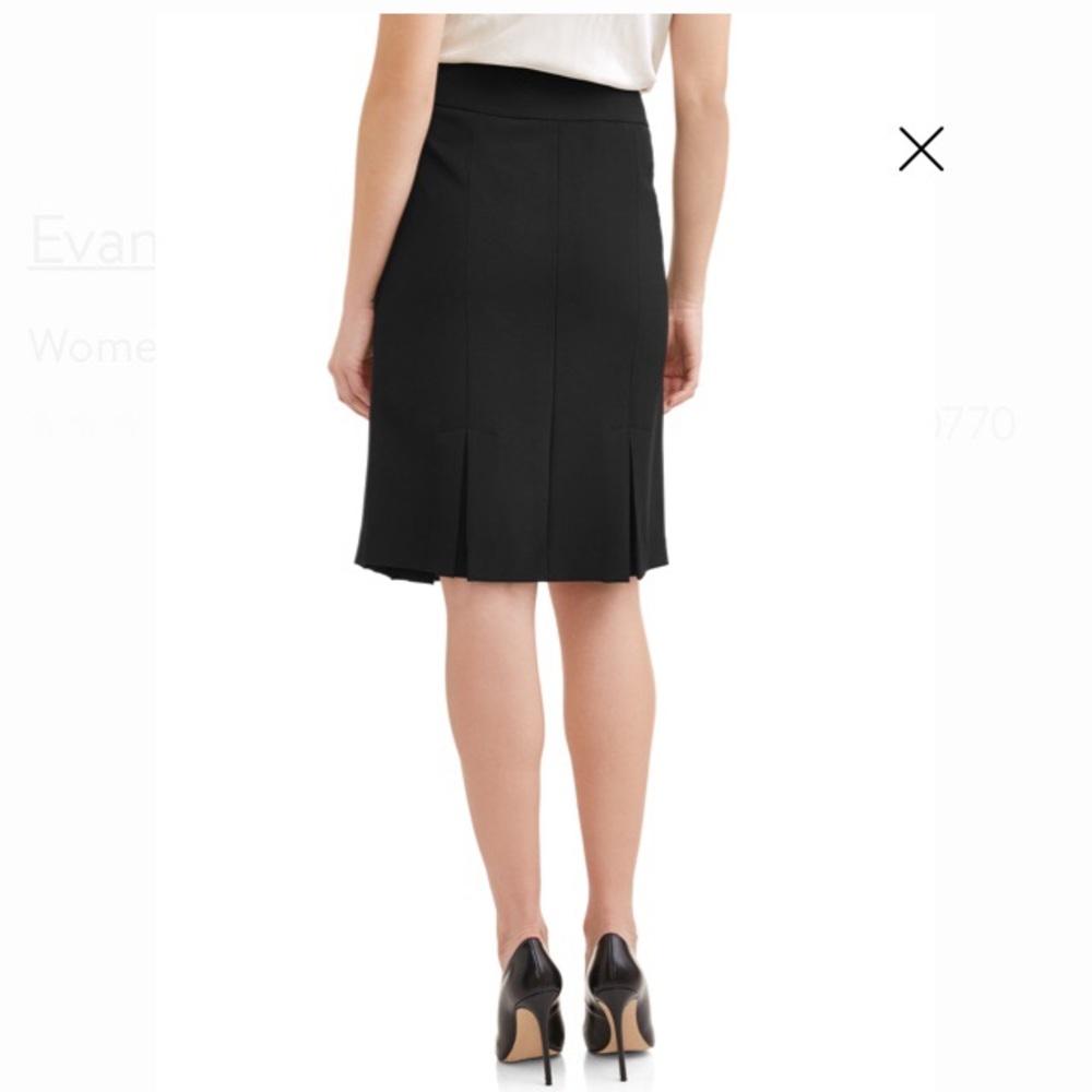 Black Pencil Skirt Pleated Slits - Picture 4 of 8